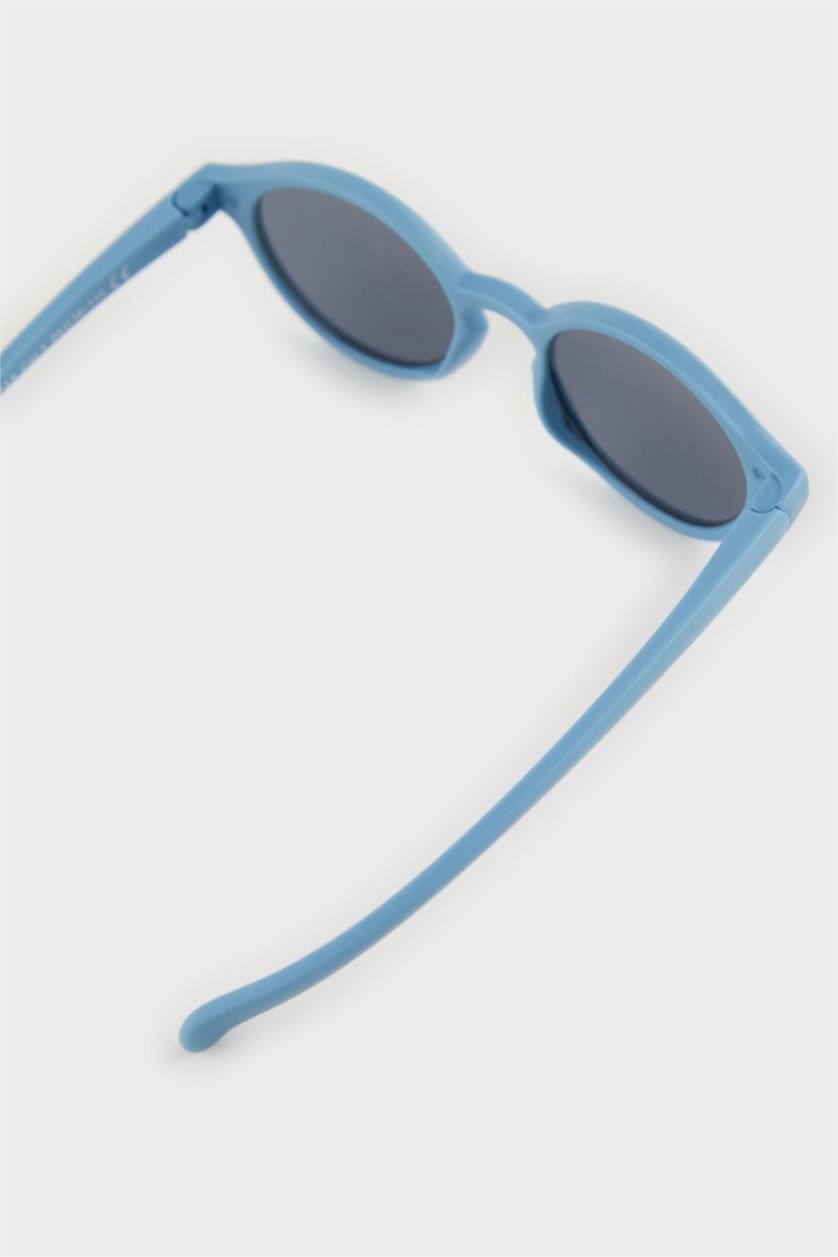 BOYS & TEENS Blue Boy Round Blue Plastic Frame Black Glass UV Sunglasses