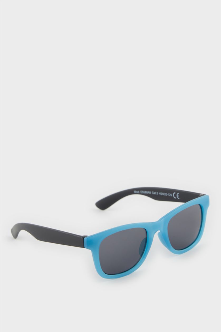 Ұлдар Және Жасөспірімдер Көк Ер балаларға арналған дөңгелек көк пластик жақтаулы қара линзалы УФ күннен қорғайтын көзілдірік