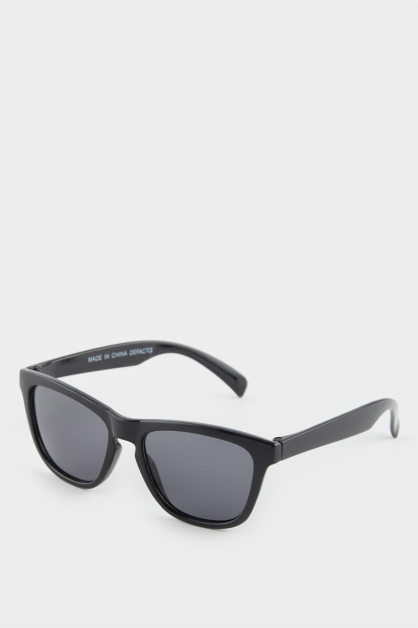 FEMME Noir Lunettes de soleil carrées cadre en plastique noir pour fille