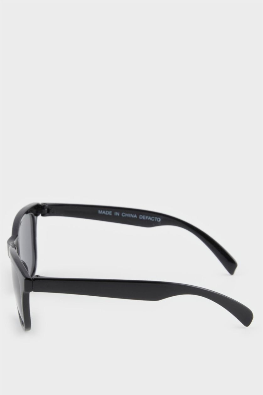 FEMME Noir Lunettes de soleil carrées cadre en plastique noir pour fille