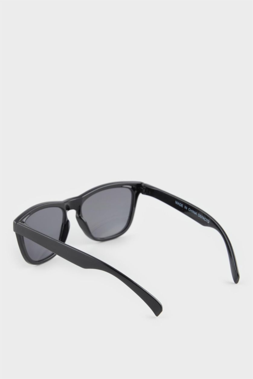 FEMME Noir Lunettes de soleil carrées cadre en plastique noir pour fille