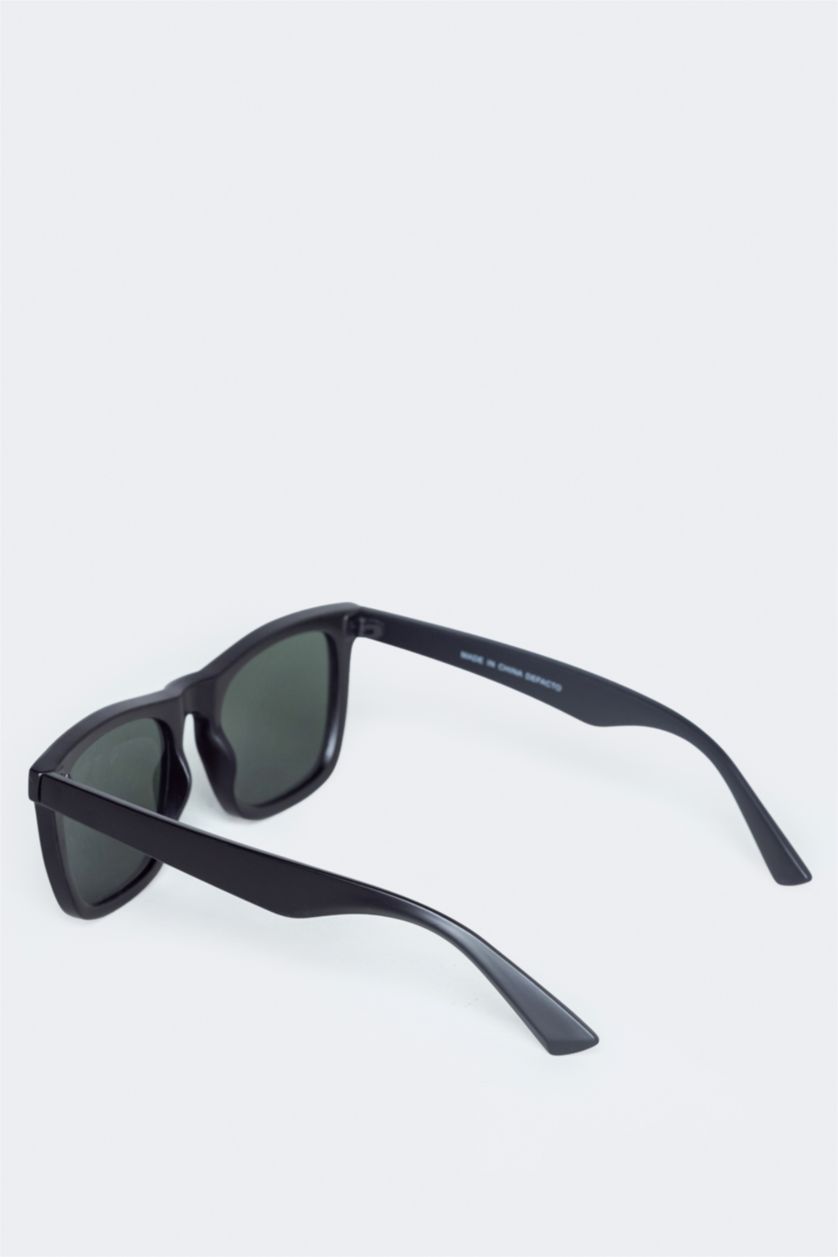 MAN Black Man Round Classic Black Plastic Frame Black Lens Sunglasses