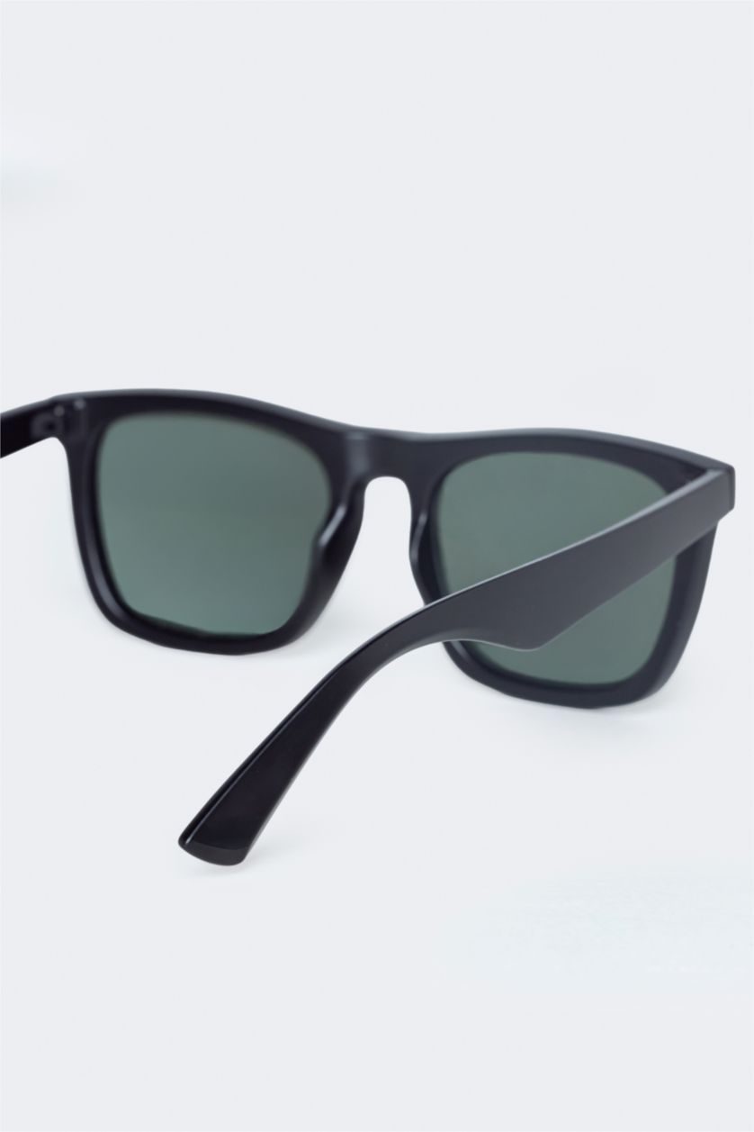 MAN Black Man Round Classic Black Plastic Frame Black Lens Sunglasses