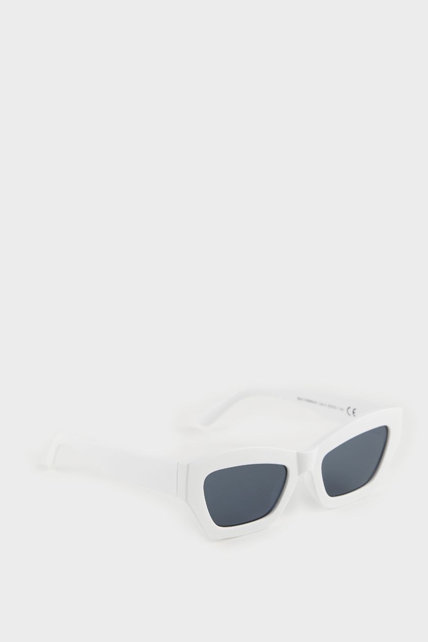 FEMME Blanc Lunettes de soleil œil de chat pour femme