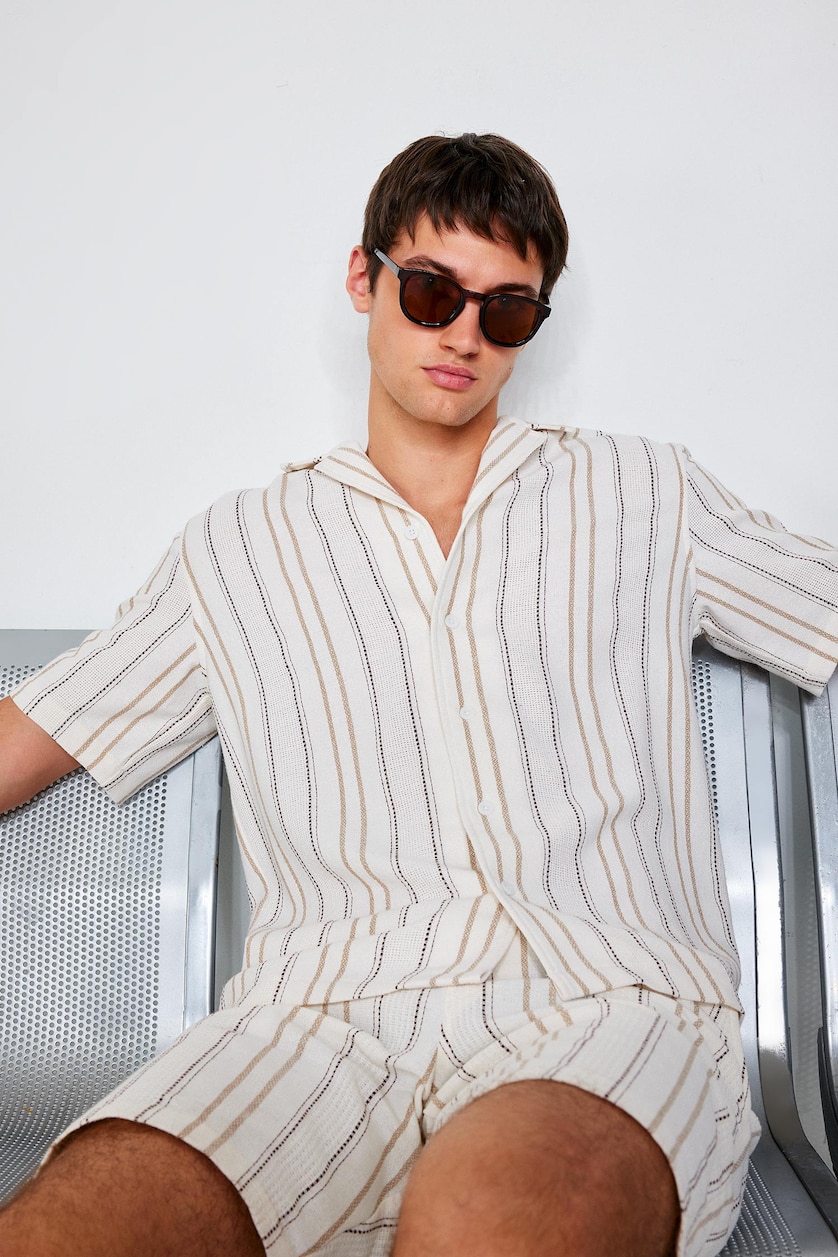 Erkek Taş Regular Fit Polo Yaka Gömlek