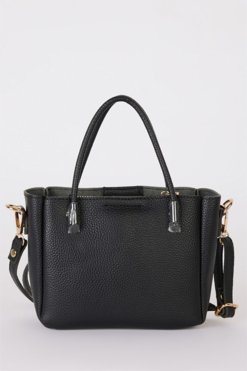 WOMAN Black Woman Charm Detailed Faux Leather Shoulder Bag
