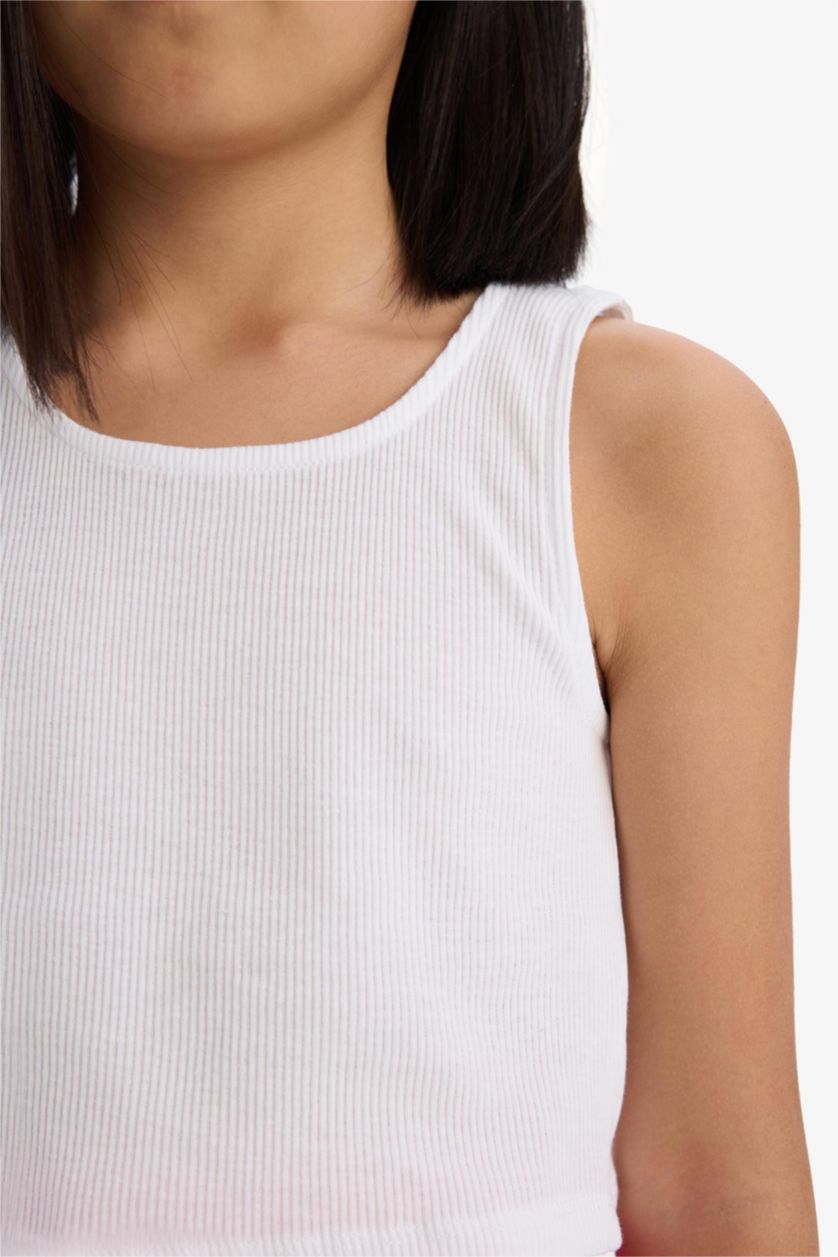 Kız Çocuk - Genç Kız Beyaz 2'li Takım Fitilli Kaşkorse Atlet Şort Kız Çocuk