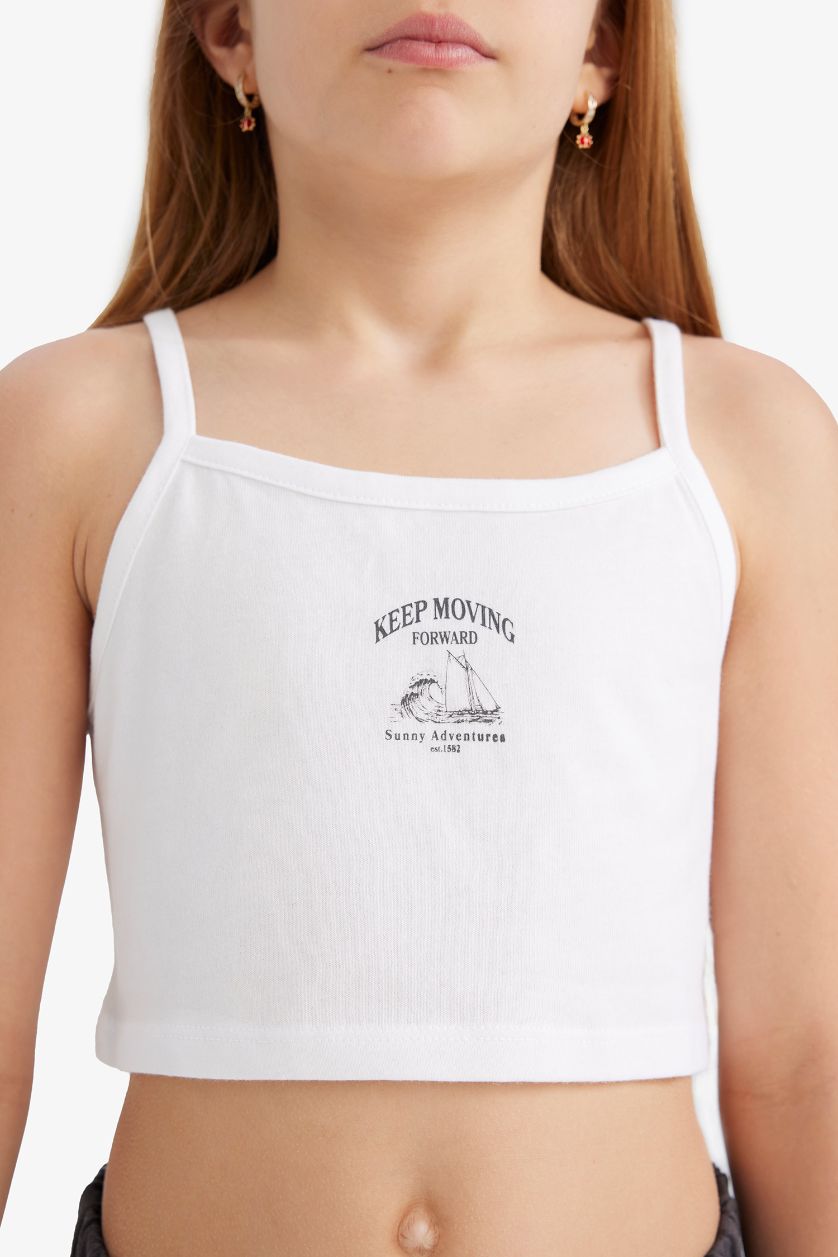 Kız Çocuk - Genç Kız Antrasit 2'li Takım Baskılı Atlet Beli Lastikli Şort Kız Çocuk