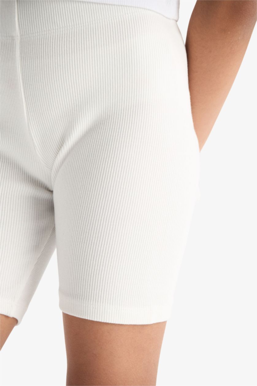 Kız Çocuk - Genç Kız Kırık Beyaz Biker Fitilli Kaşkorse Tayt Kız Çocuk