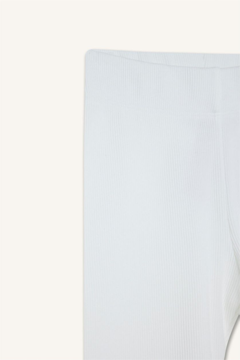 Kız Çocuk - Genç Kız Kırık Beyaz Biker Fitilli Kaşkorse Tayt Kız Çocuk