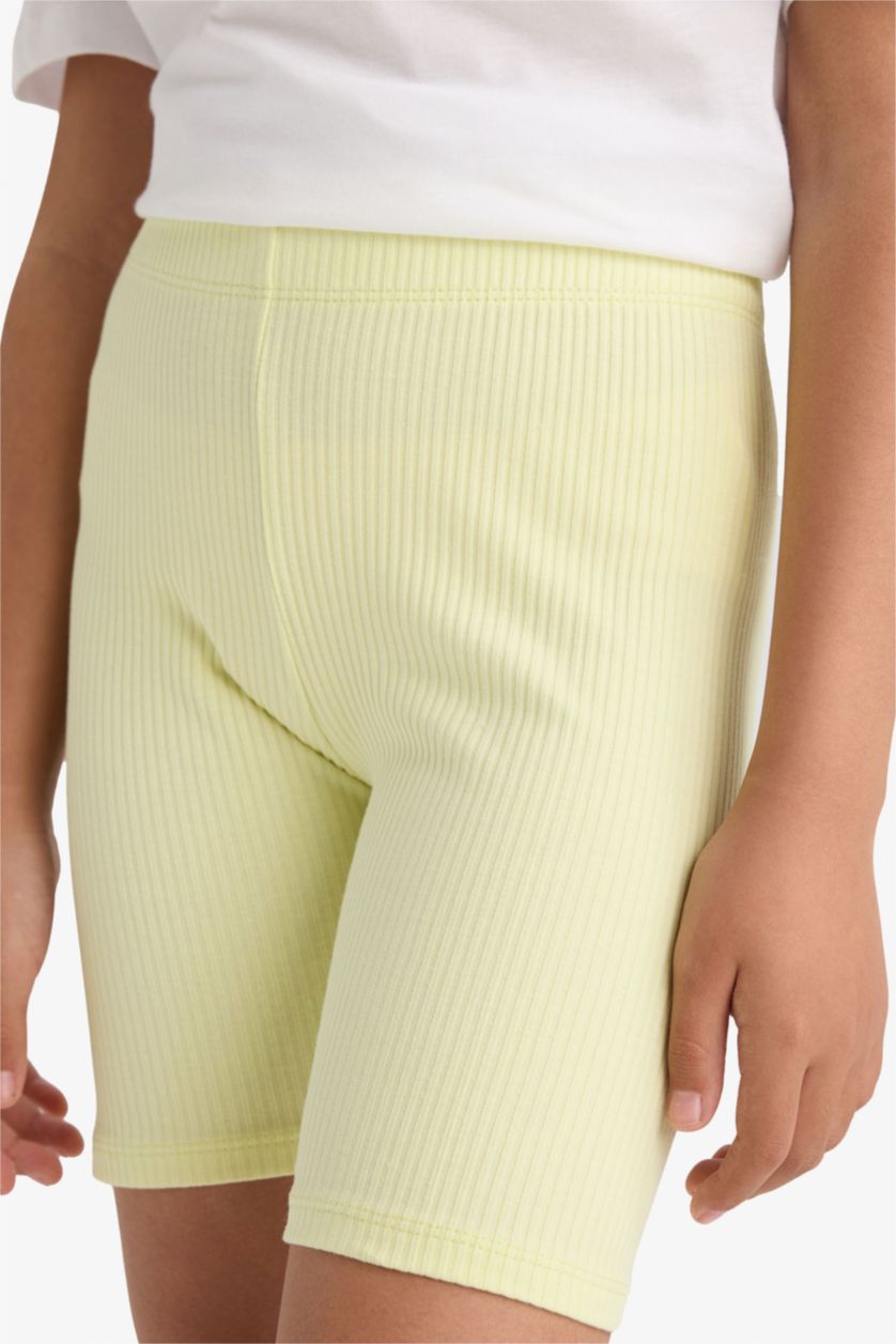 Kız Çocuk - Genç Kız Açık Sarı Biker Fitilli Kaşkorse Tayt Kız Çocuk