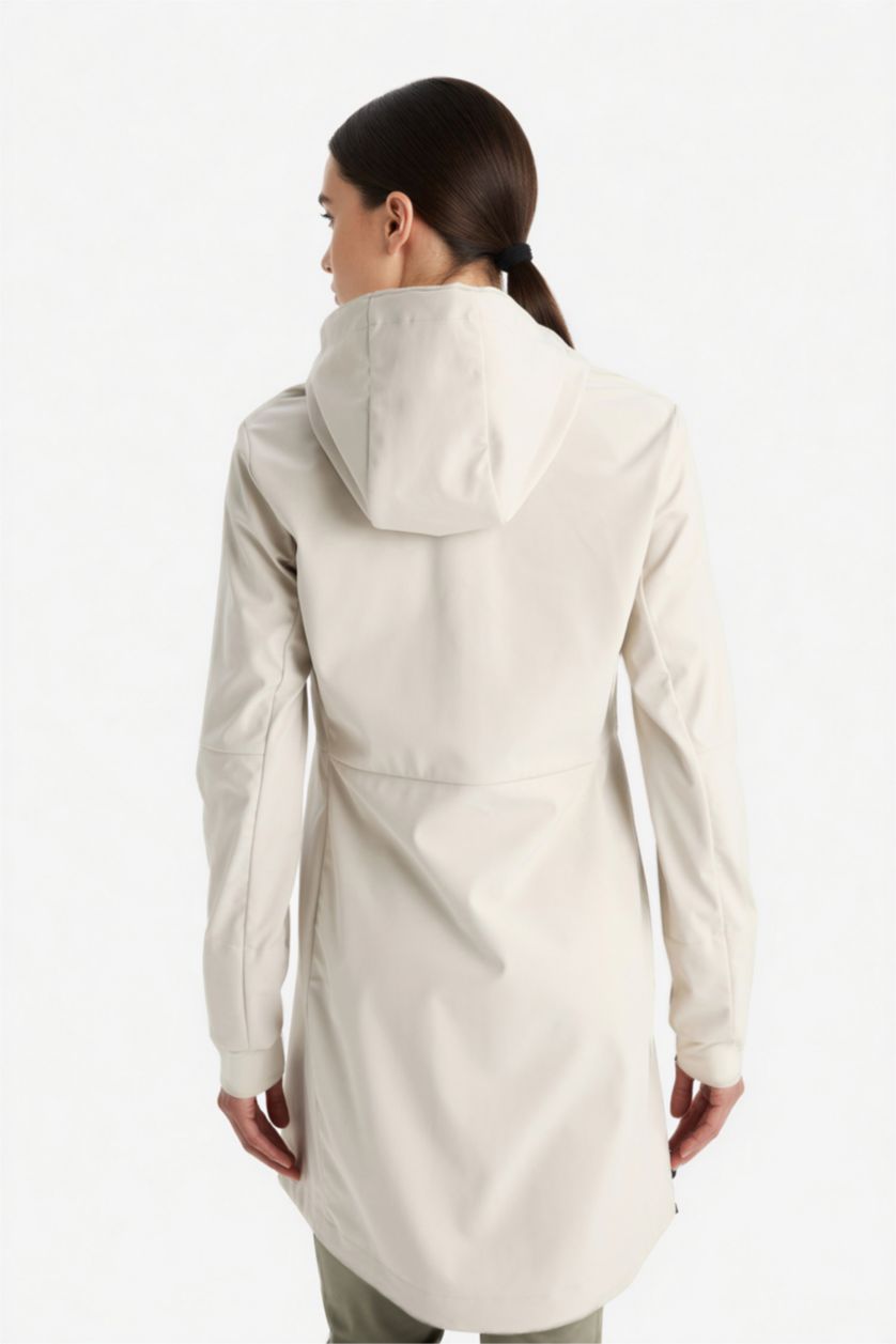 WOMAN Beige DeFactoFit Water Repellent Slim Fit Hooded Zipper Rain Coat