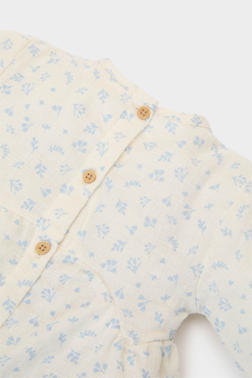 طفلة صغيرة بيج فاتح سيت بناتي بلوزة فلورال وبنطلون موسلين - قطعتين