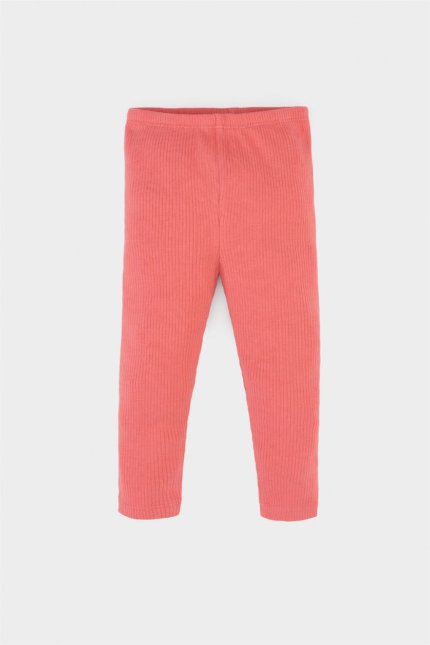 Kız Bebek Açık Pembe 2'li Takım Kalp Baskılı Uzun Kollu Tişört Beli Lastikli Alt Kız Bebek