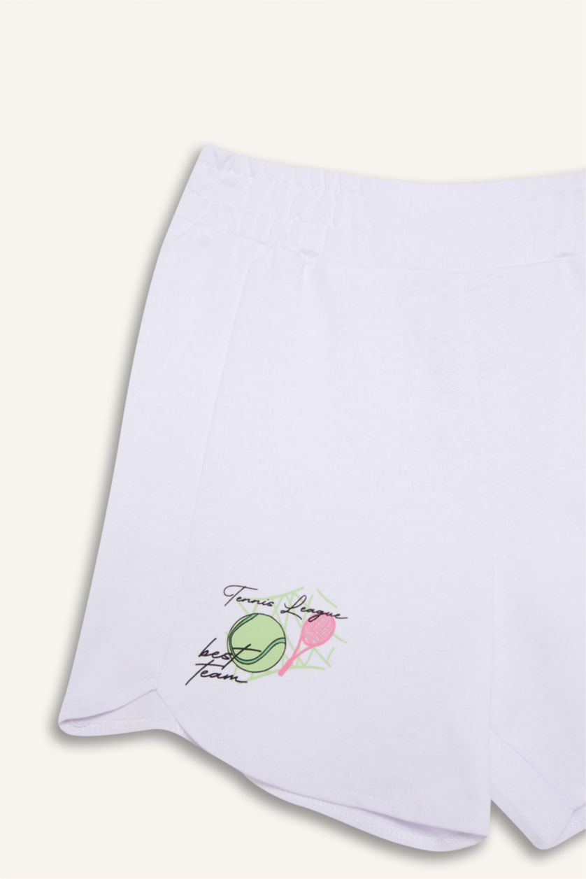 Kız Çocuk - Genç Kız Violet Beyaz Beli Lastikli Baskılı Şort Kız Çocuk