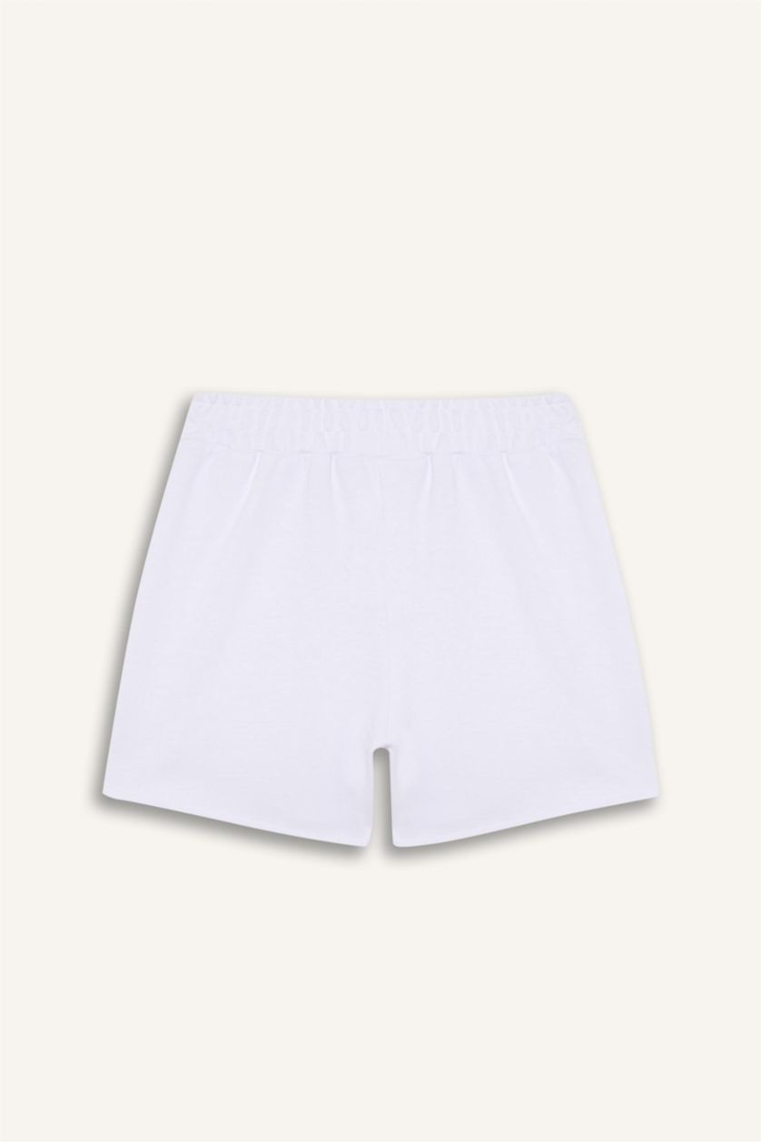 Kız Çocuk - Genç Kız Violet Beyaz Beli Lastikli Baskılı Şort Kız Çocuk