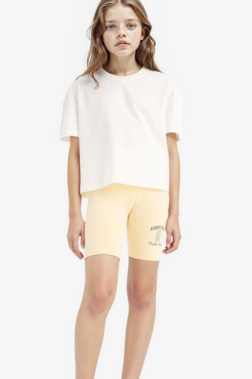 Kız Çocuk - Genç Kız Sarı Kısa Boy Tayt Kız Çocuk