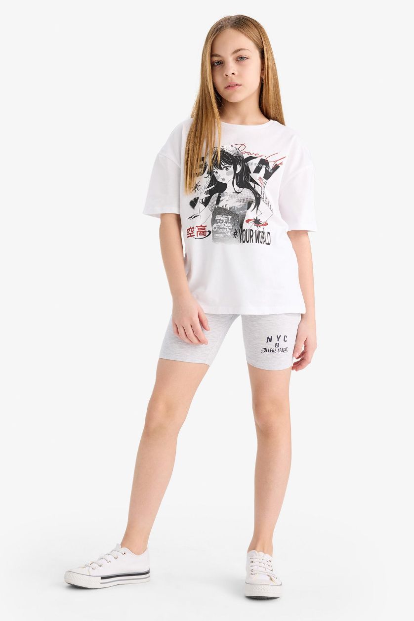 GIRLS & TEENS Light Grey Melange Girl Biker Leggings