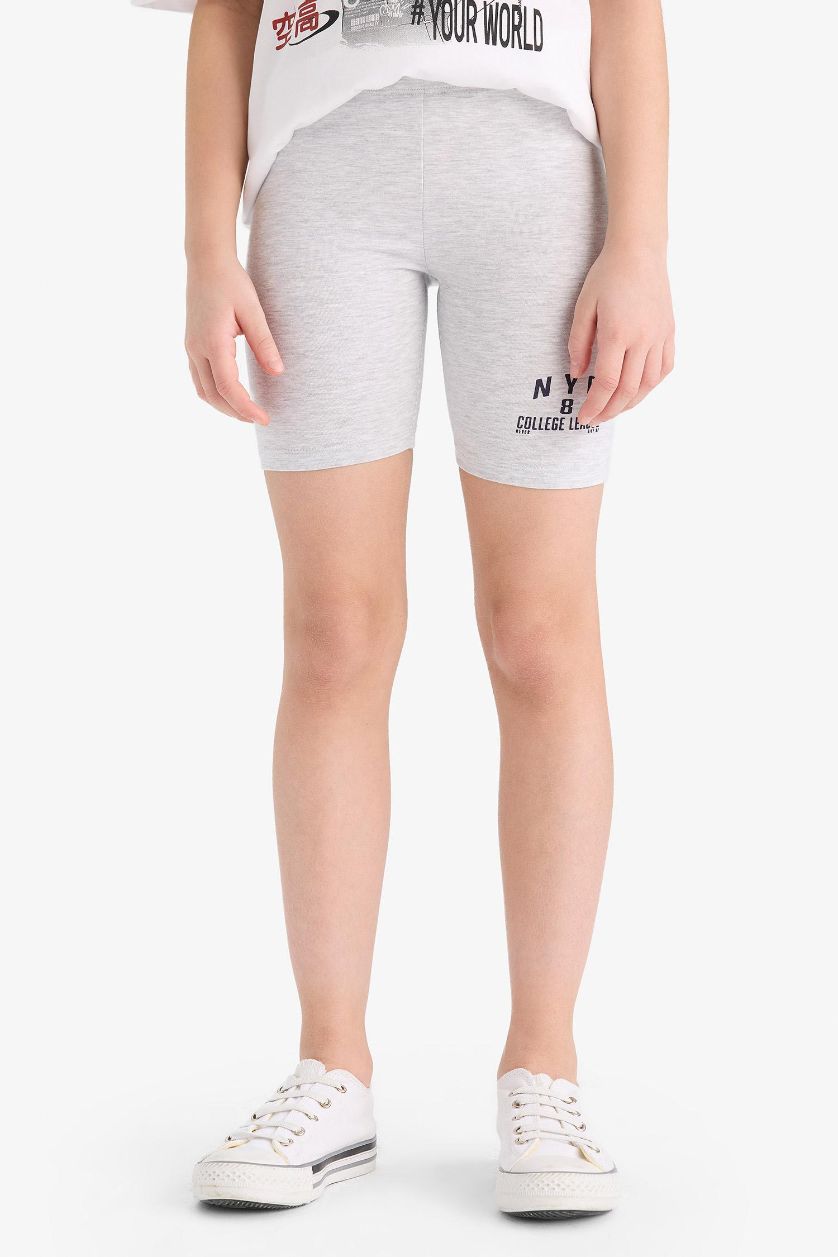 GIRLS & TEENS Light Grey Melange Girl Biker Leggings
