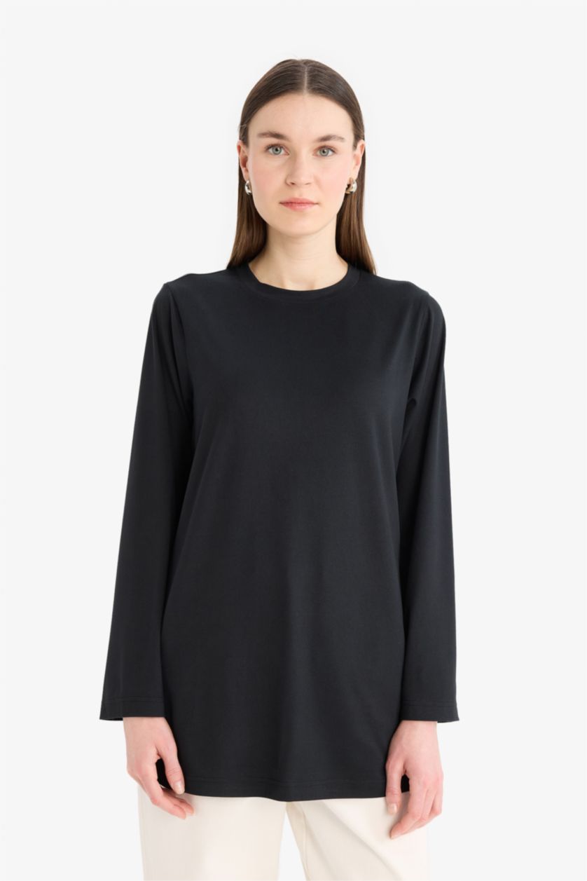 WOMAN Black Regular Fit Long Sleeve Tunic