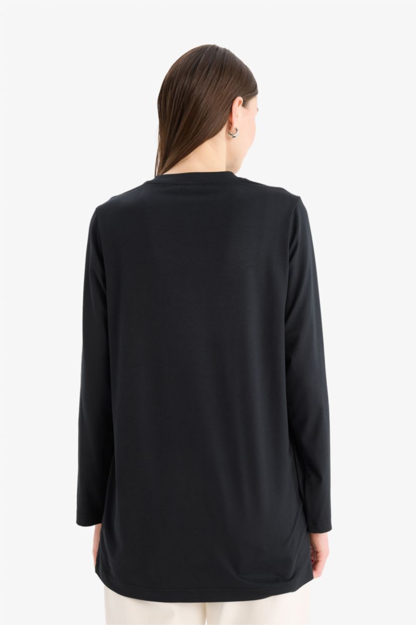 WOMAN Black Regular Fit Long Sleeve Tunic