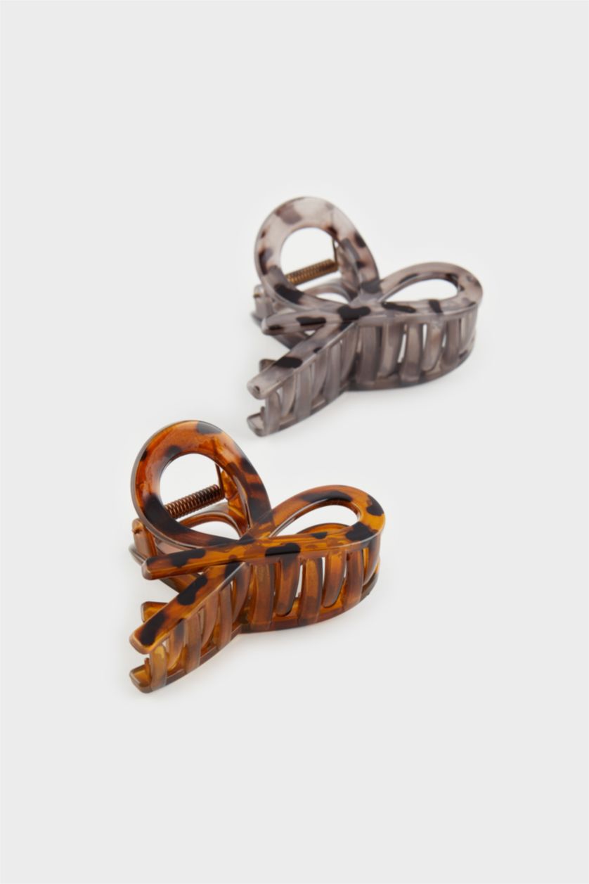 Kadın Karma Kadın Leopar Desenli 2'li Mandal Toka