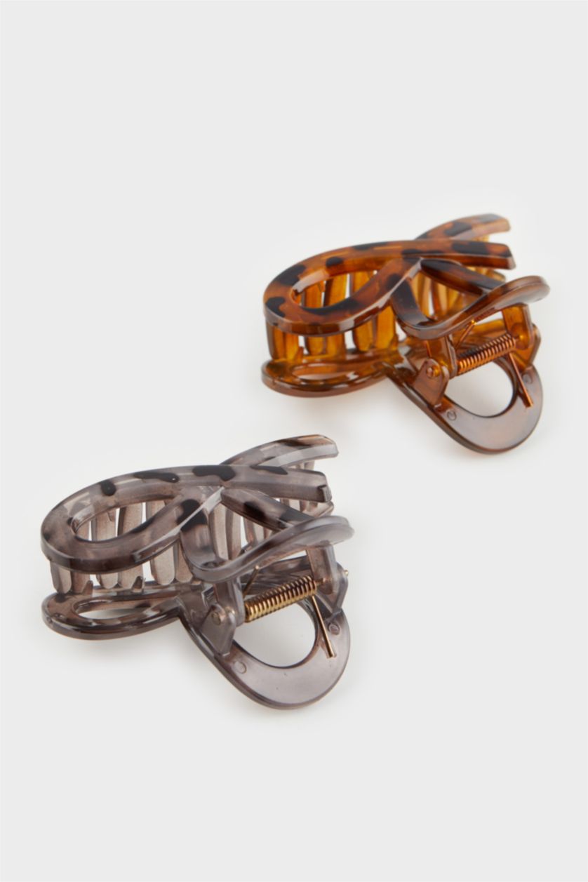 Kadın Karma Kadın Leopar Desenli 2'li Mandal Toka