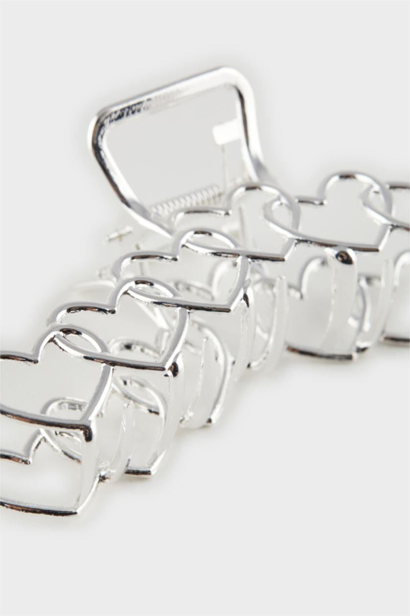 Kadın Gümüş Kadın Kalpli Saç Tokası