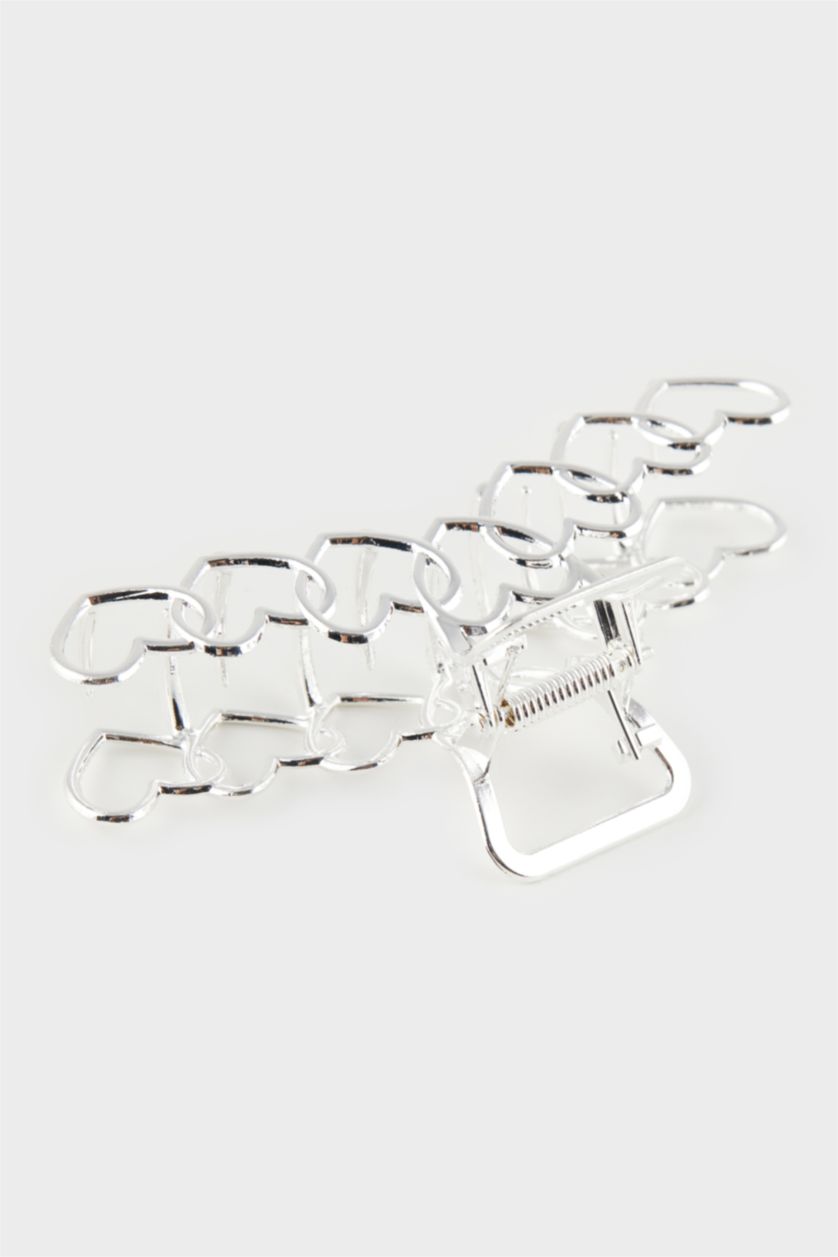 Kadın Gümüş Kadın Kalpli Saç Tokası