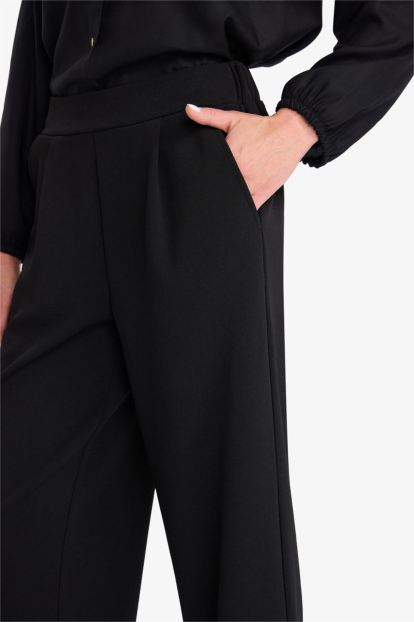 Әйелдерге қара қалыпты пішім креп Шалбар