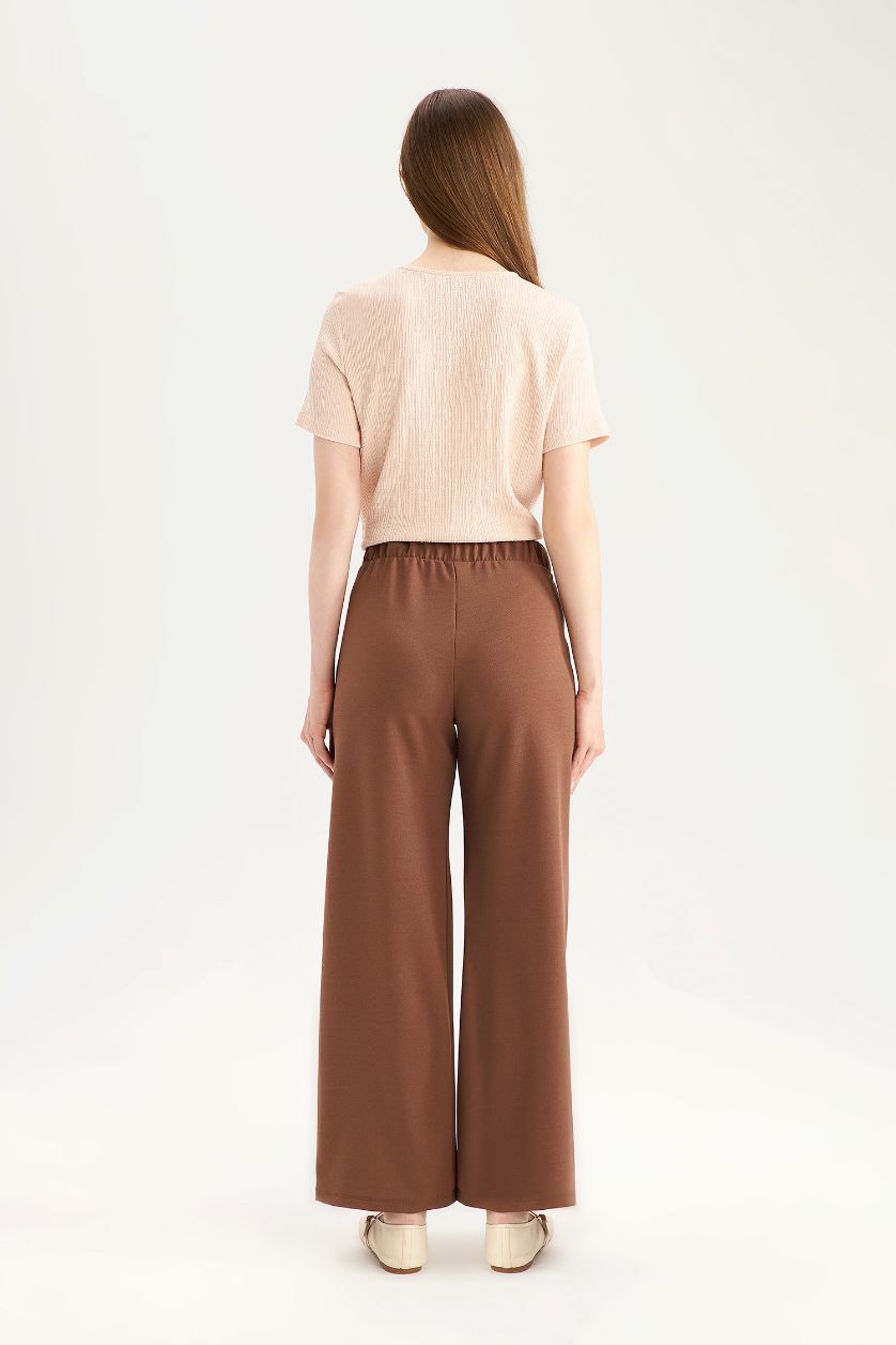 WOMAN Light Brown Straight Fit Crepe Trousers