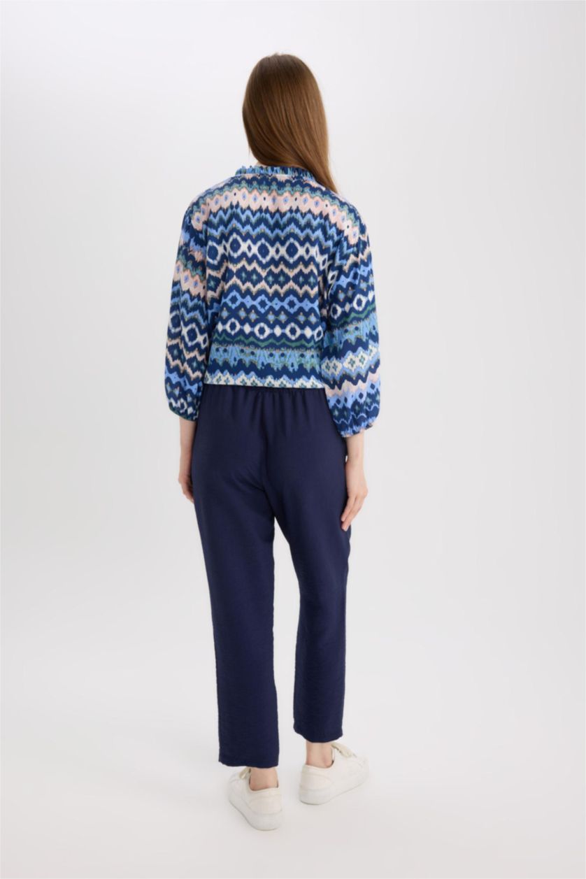 WOMAN NAVY Carrot Fit Regular Hem Trousers