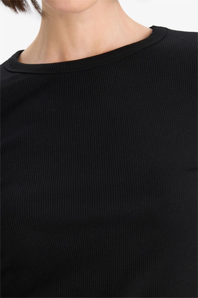 WOMAN Black Slim Fit Camisole Long Sleeve T-Shirt