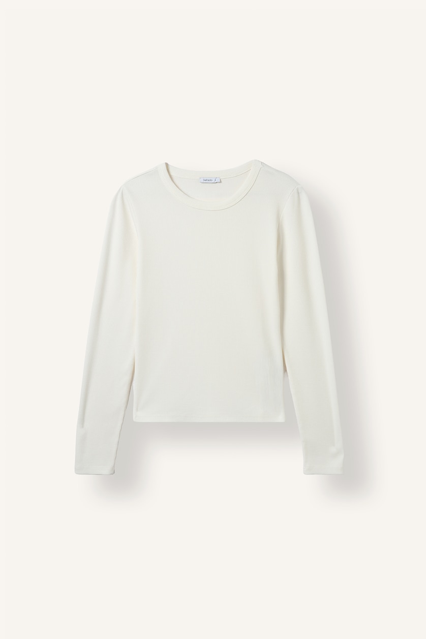 Women Ecru Slim Fit Camisole Long Sleeve T-Shirt