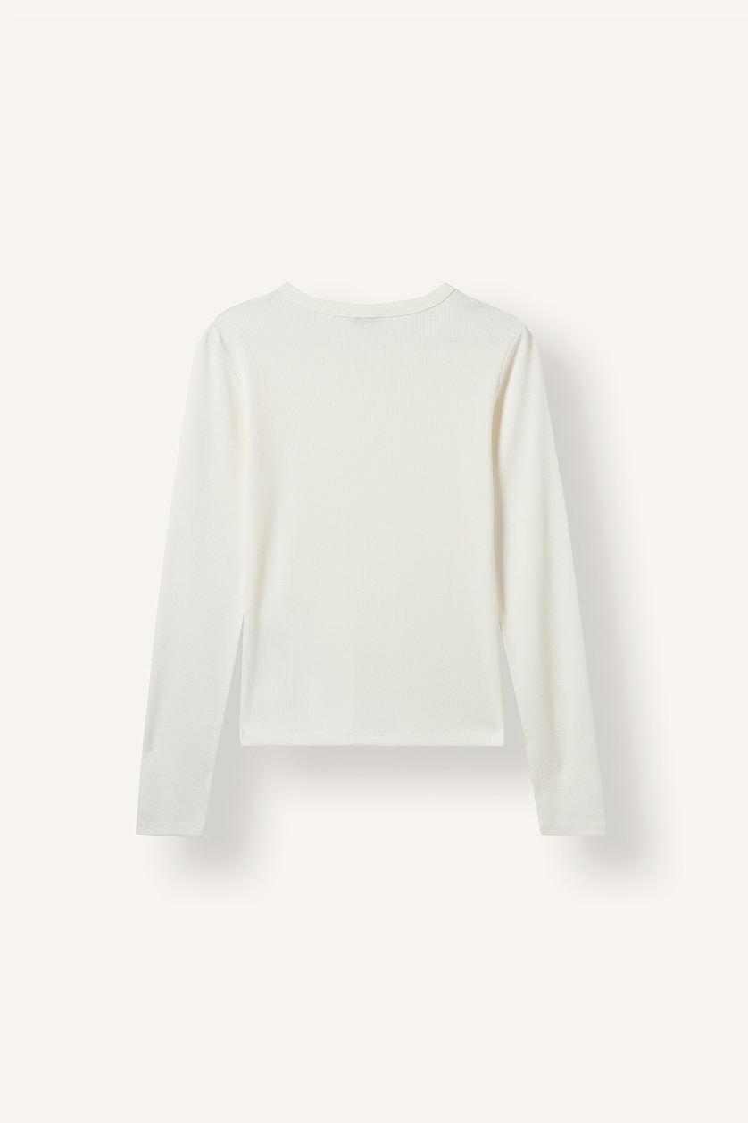 Women Ecru Slim Fit Camisole Long Sleeve T-Shirt