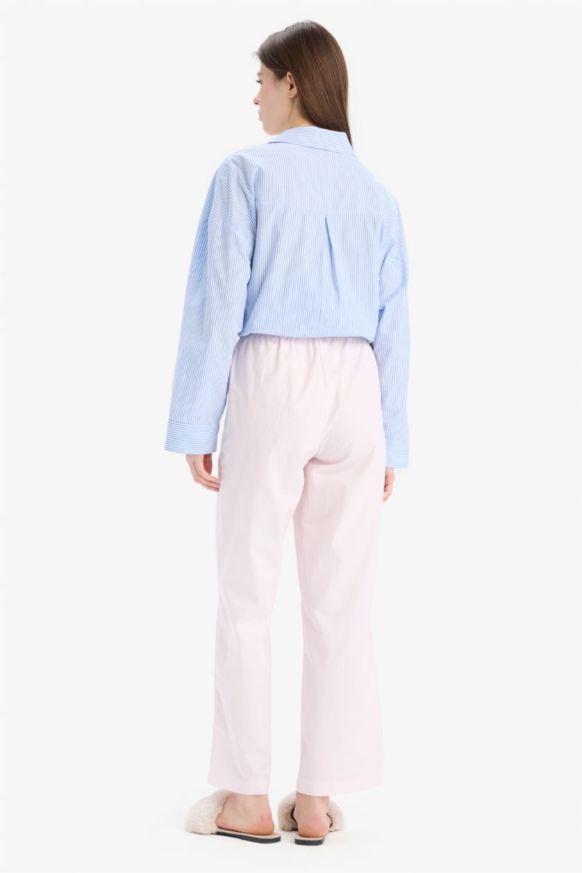 WOMAN Light Pink Fall in Love Long Poplin Pajama Bottoms