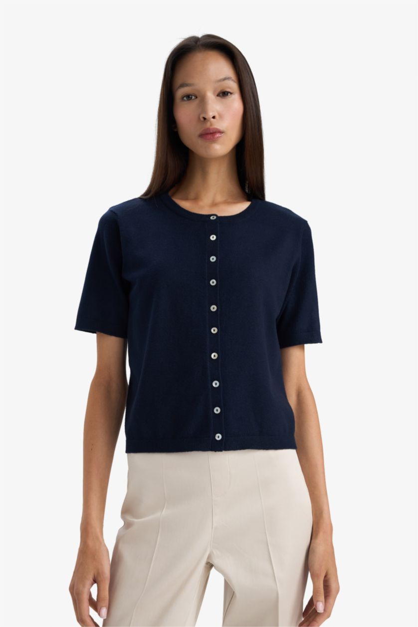 Женщины Синий Кардиган стандартного кроя для женщин