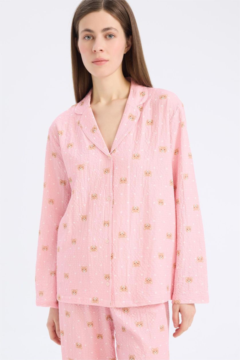 Kadın Açık Pembe Uzun Boy Dokuma Pijama Altı