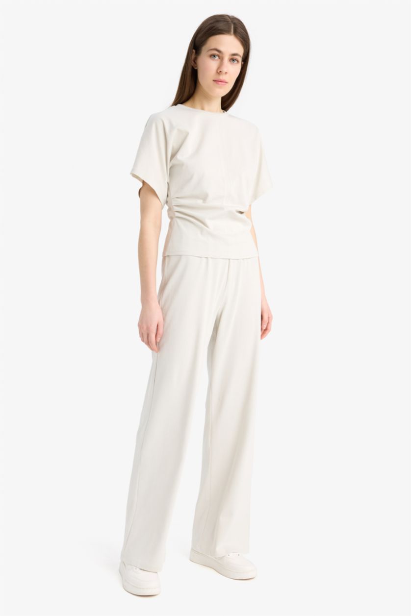 Kadın Taş Slım Fıt Bisiklet Yaka Premium Kısa Kollu Tişört