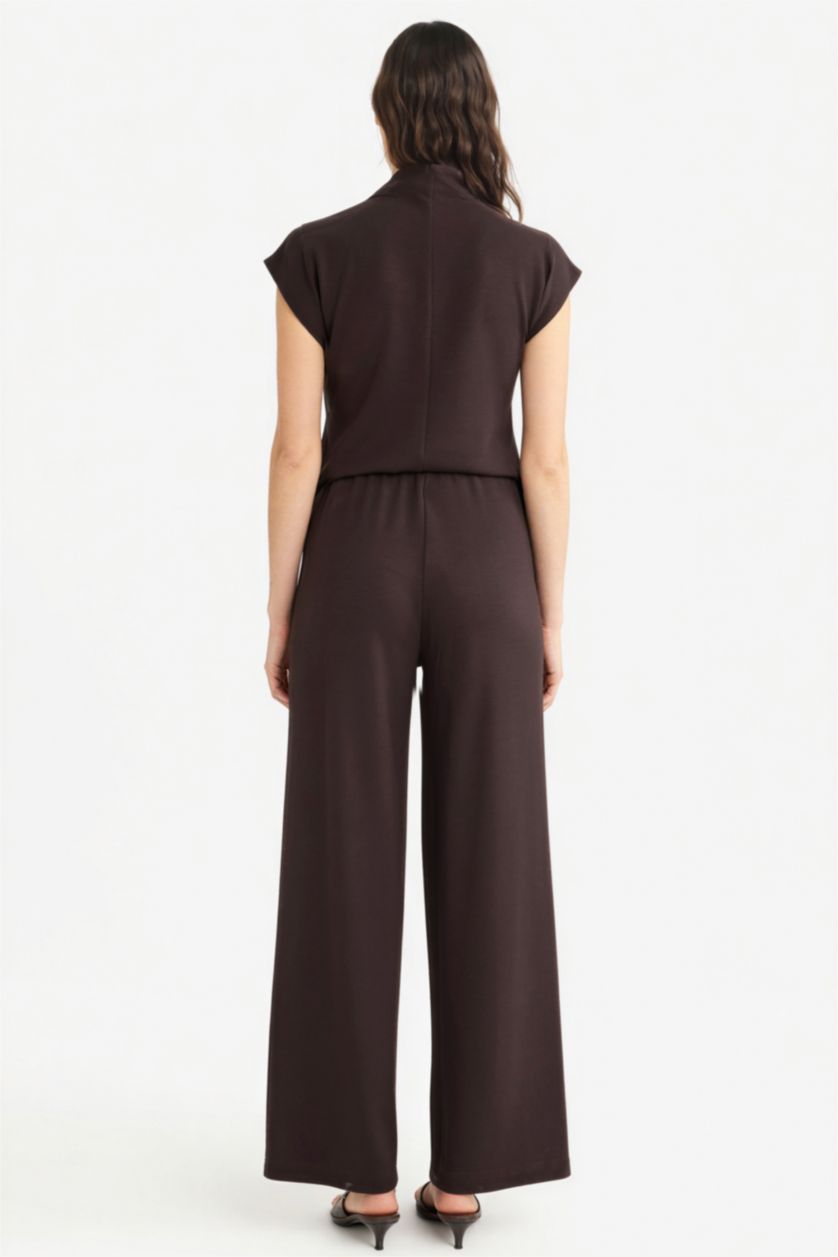 WOMAN Brown Wide Leg Pique Trousers