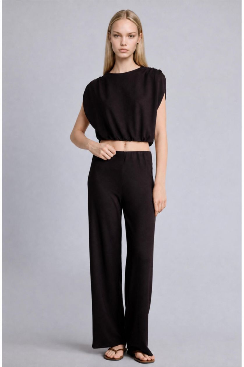 Kadın Kahve Wide Leg Pantolon