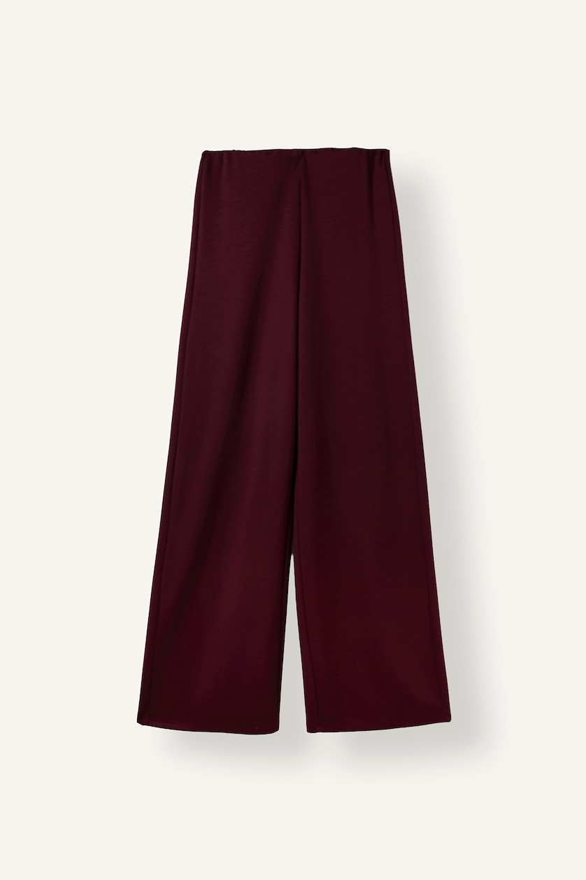 Women Bordeaux Wide Leg Trousers