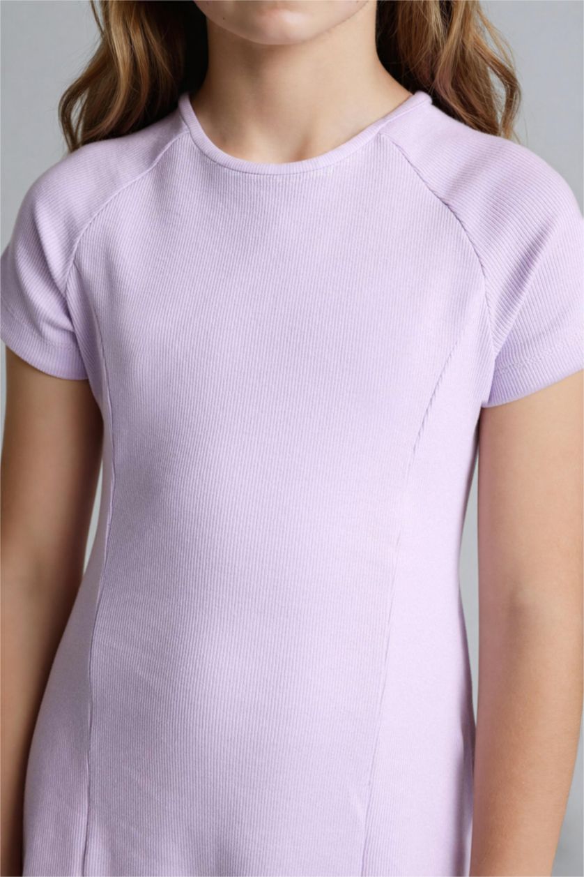 GIRLS & TEENS Lilac Girl Short Sleeve Ribbed Dress