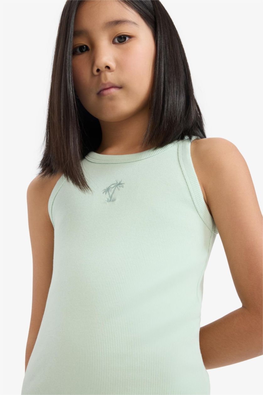 GIRLS & TEENS Mint Fitted Crew Neck Corduroy Sleeveless Dress