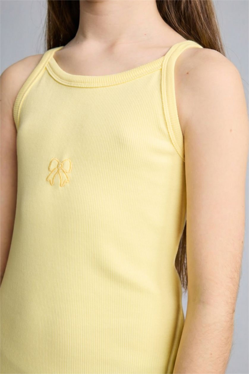GIRLS & TEENS Yellow فستان كت بناتي مضلع سليم فيت