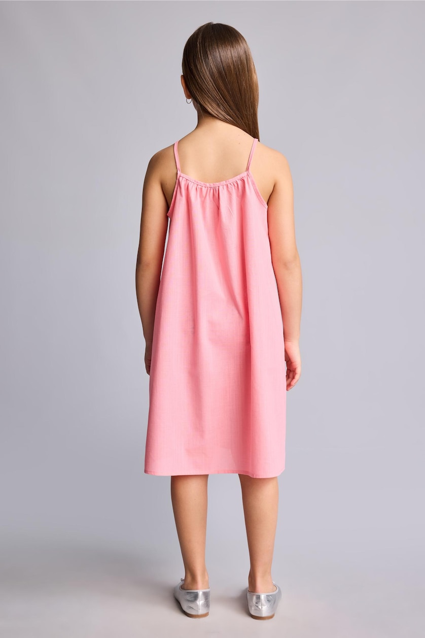 Young Girls - Teen Girls Pink Girl A Cut Sleeveless Woven Dress