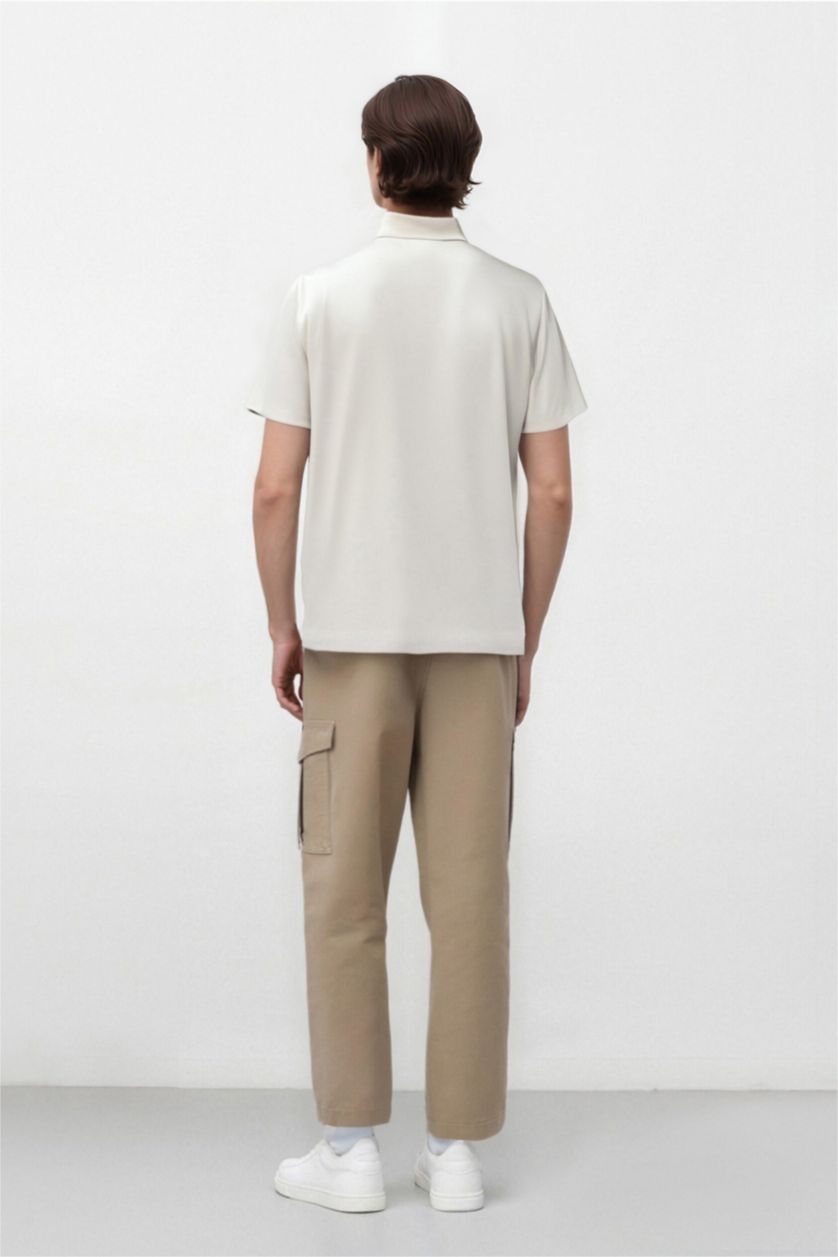 Erkek Taş Wide Leg Bol Rahat Kesim Kargo Cepli Geniş Paça Gabardin Pantolon