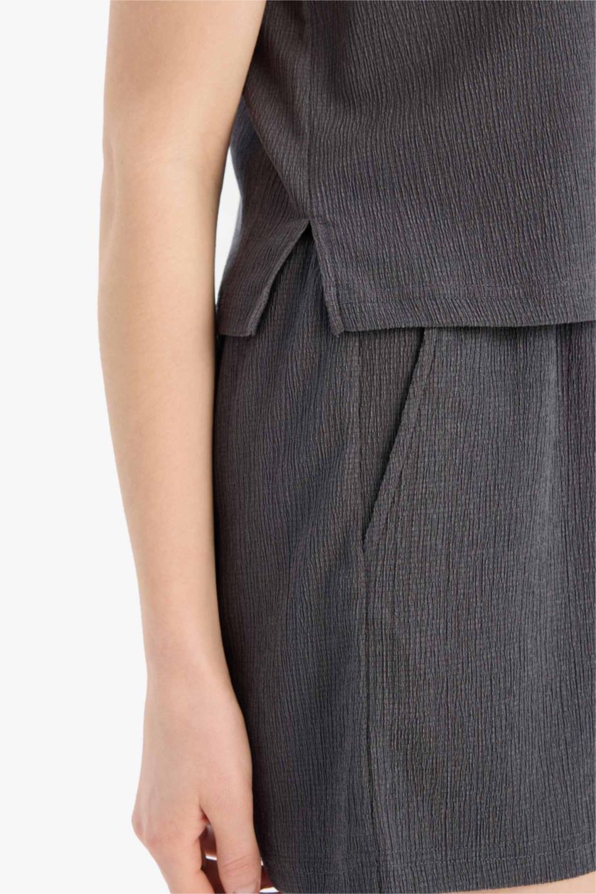 Женщины Антрацит Майка из ткани с круглым вырезом стандартного кроя