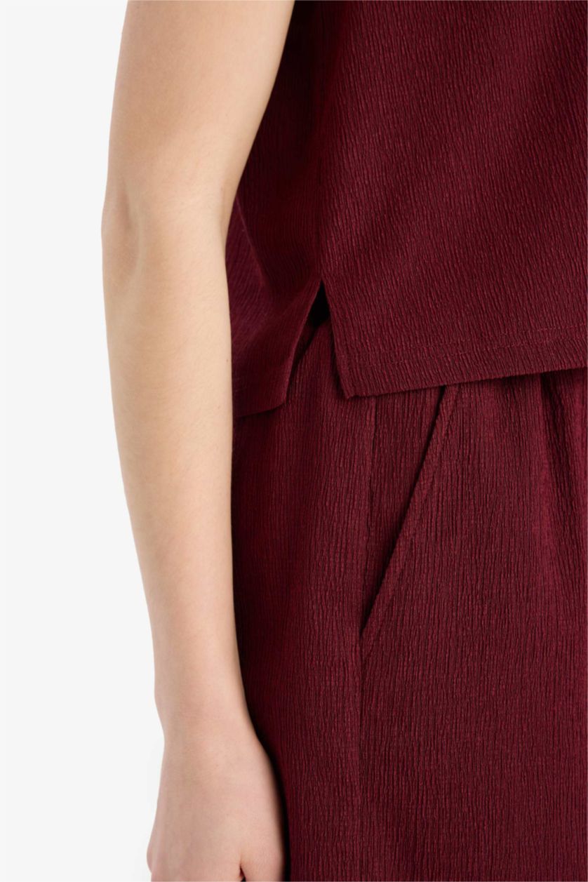 Woman Bordeaux Regular Fit Crew Neck Tank Top