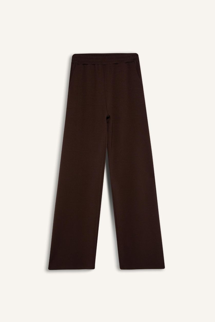 FEMME Marron Pantalon de jogging large basique avec poches et taille élastique